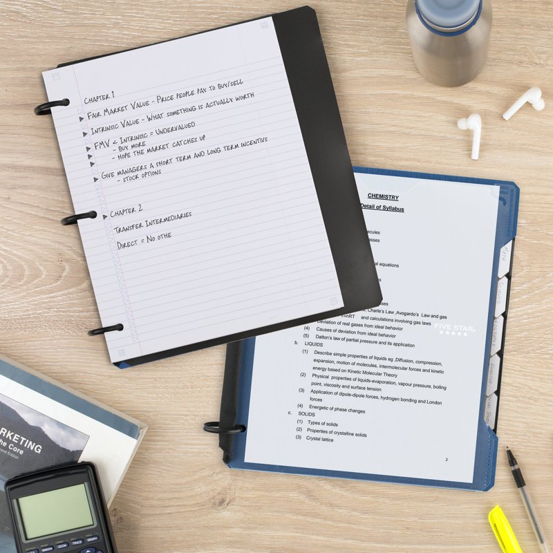 Refillable Notebook with Custom Cover and Study App - 60 Sheets, College Ruled