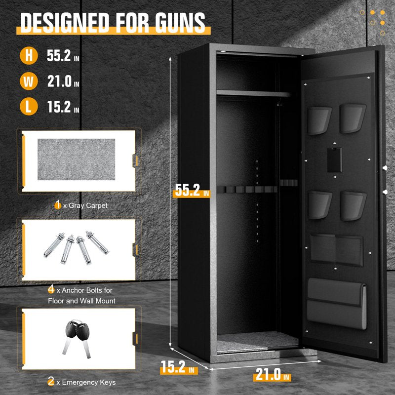 Large Gun Safe with Adjustable Shelves - Secure Rifle and Pistol Storage