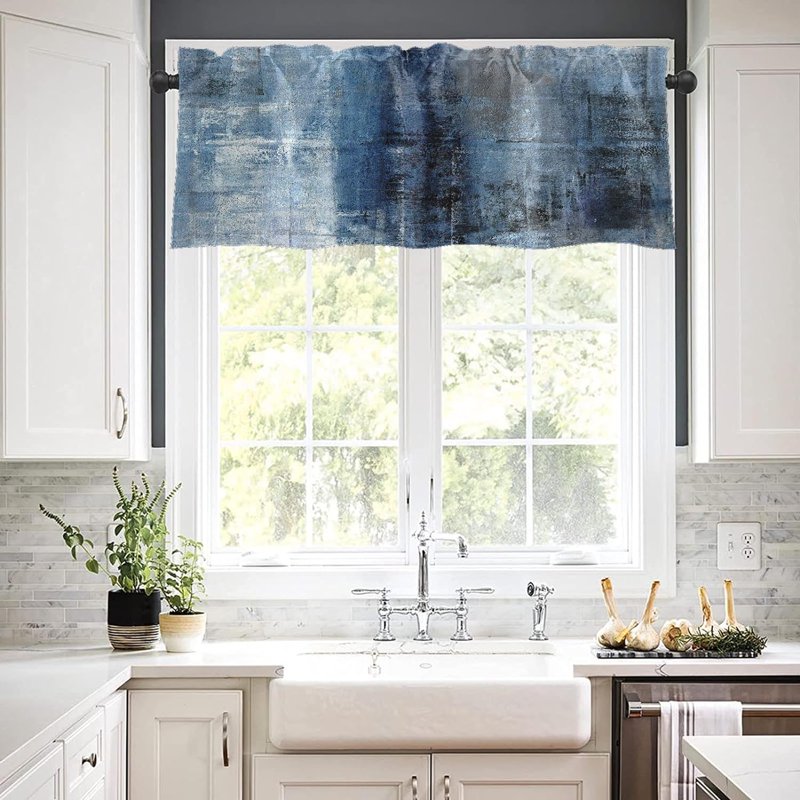 2 Pack Modern Abstract Window Valances - Blackout Drapes for Living Room & Kitchen