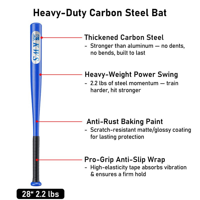 Weighted Baseball Bat Swing Trainer 28 Inch Practice Bat for Youth & Softball