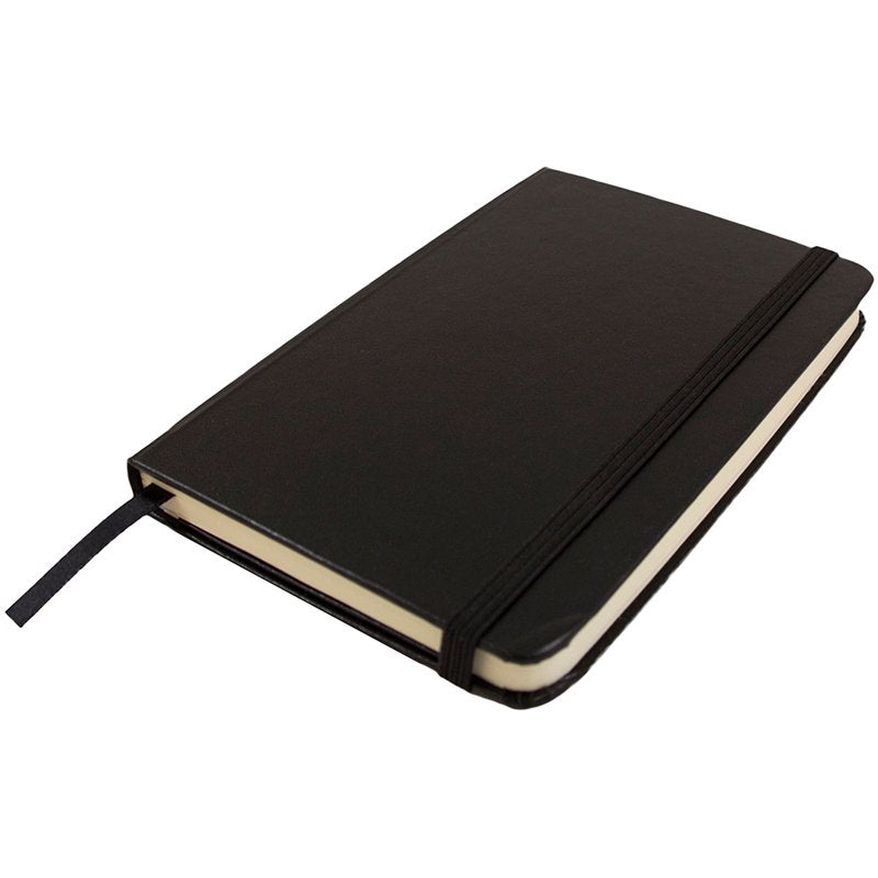 Small Hardcover Notebook with Elastic Band - Black, 3.75 x 5.63 inches, 100 Lined Sheets