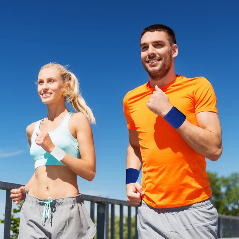 Absorbent Cotton Wrist Sweatbands for Sports & Fitness - Breathable Athletic Support