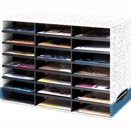 Literature Sorter Organizer with 21 Compartments - Corrugated Cardboard, Dove Grey