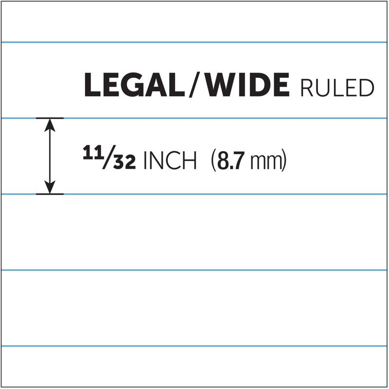 Legal Pad Notebook - 8.5 x 14 Inches, 50 Sheets, White, Perforated, Heavyweight Paper