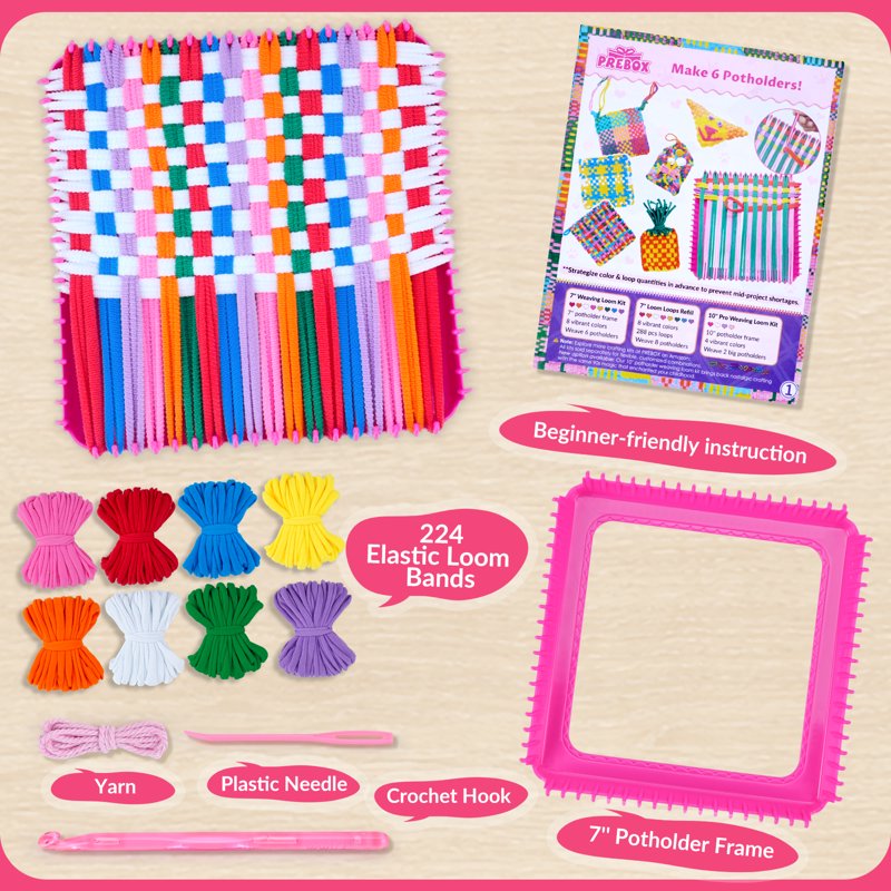 Kids Weaving Loom Kit with 224 Loops - Arts & Crafts DIY Potholder Set for Girls