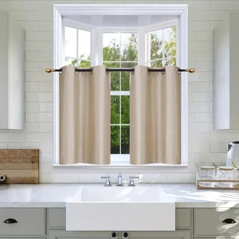 2-Piece Short Window Curtain Set with Foam Backing Grommet Panels - 28x36 inches, Multiple Colors