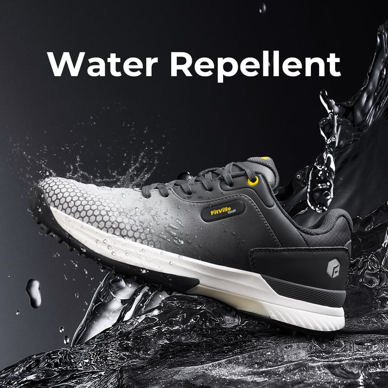 FitVille Wide & Extra Wide Golf Shoes for Men – Waterproof Spiked, Gray, 9.5 Wide