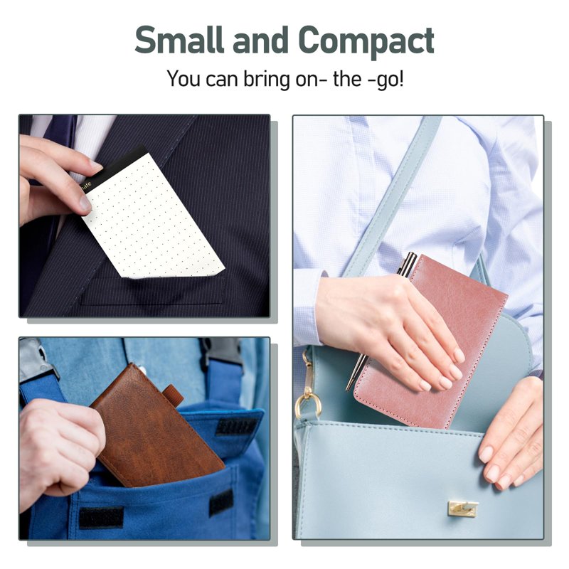 Mini Notepad Holder Set with Pen & 8 Refill Notepads for Meetings & Travel