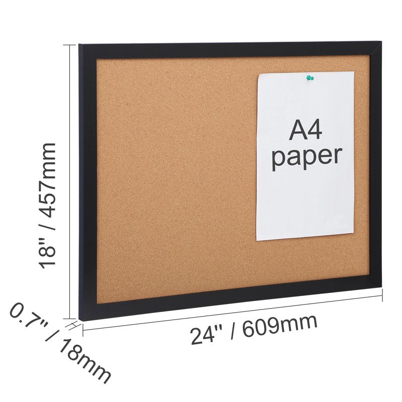 Double-Sided Notice Board 24x18 Inches with Thumbtacks - Office & Home Use