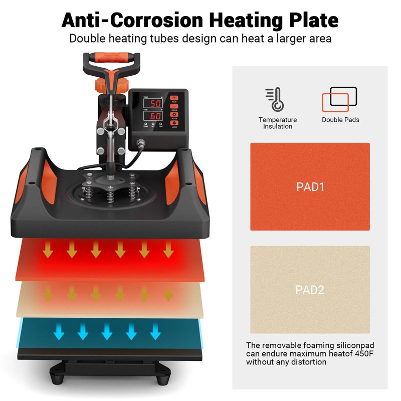 11-in-1 Heat Press Machine for T-Shirts Mugs Hats with Digital LCD