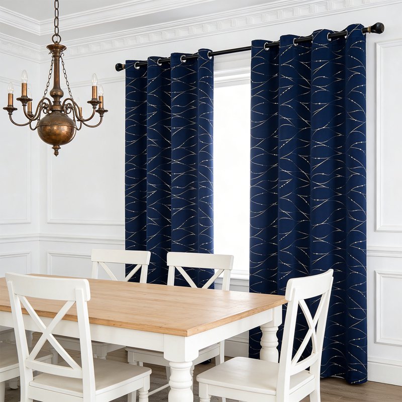 Navy Blue Blackout Curtains for Bedroom & Living Room - 84 Inch Grommet Room Darkening Drapes