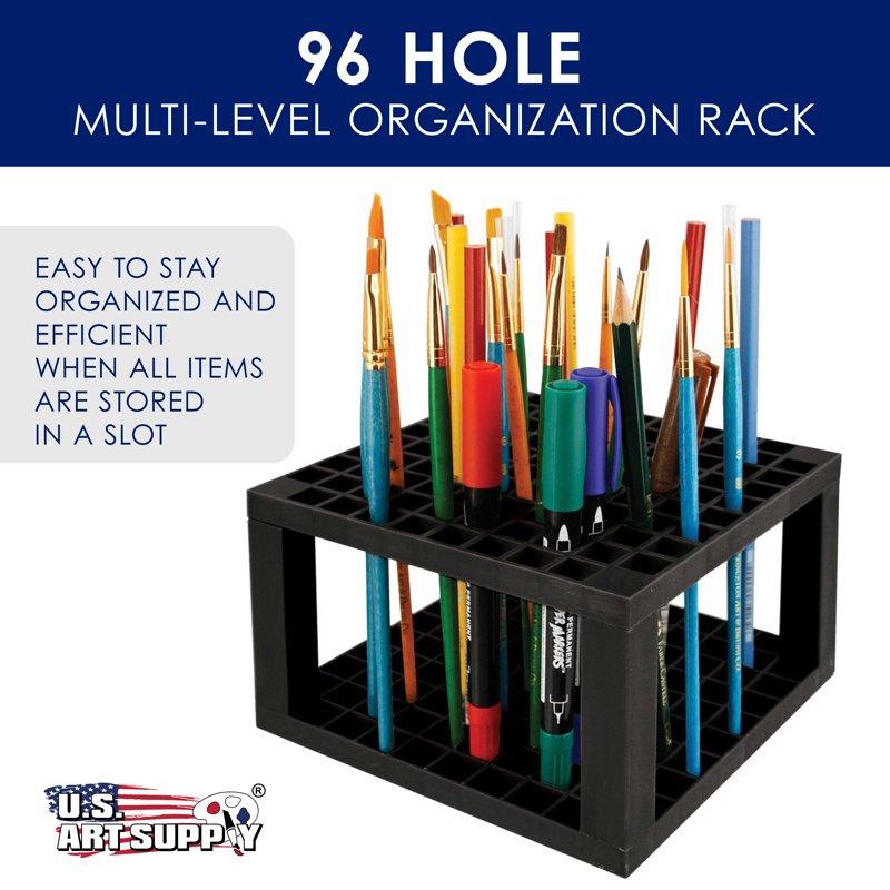 96 Hole Plastic Desk Organizer for Art Brushes, Pens & Markers