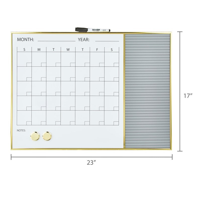 Magnetic Dry Erase Wall Calendar & Letter Board 17x23 inches
