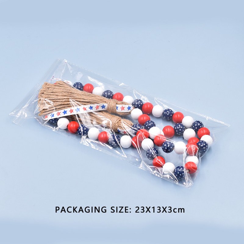 Patriotic Wood Bead Garland for 4th of July Memorial Day and Independence Day Decor