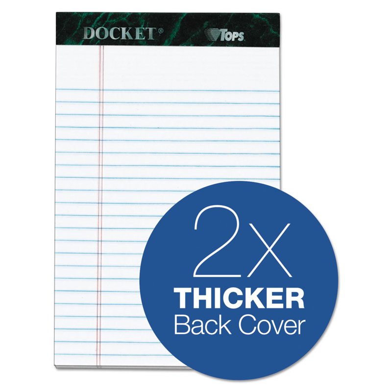 5in x 8in Ruled Perforated Office Notepad with Sturdy Back - Pack of 50 Sheets