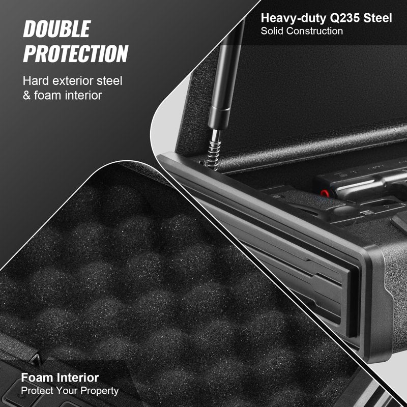 Biometric Gun Safe with Quick Access for Handguns & Valuables - 3 Entry Methods
