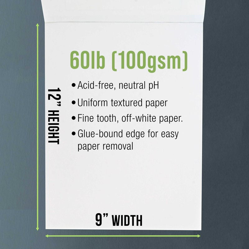 Premium Drawing Paper Pad - 9x12 Inch, Acid-Free, 50 Sheets