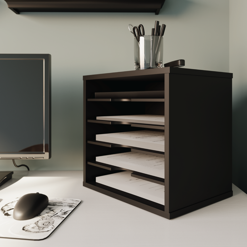 5-Tier Desk File Organizer with Mail Sorter and Storage Compartments