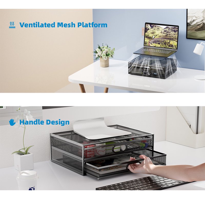 Monitor Stand with Drawer - Ergonomic Riser for Desk Up to 33lb
