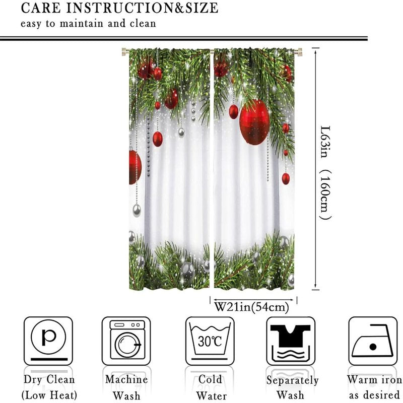 Christmas Holiday Curtains with Pine Fir Tree Print Blackout 2 Panels 42x63 Inches