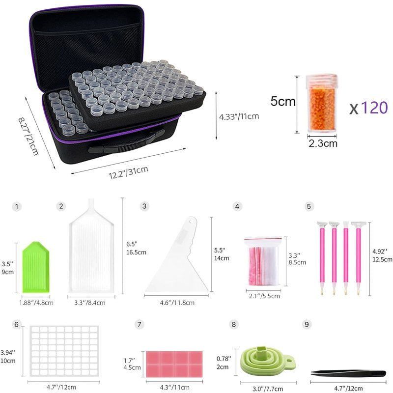 Diamond Painting Storage Containers with 120 Slots & Accessories Kit