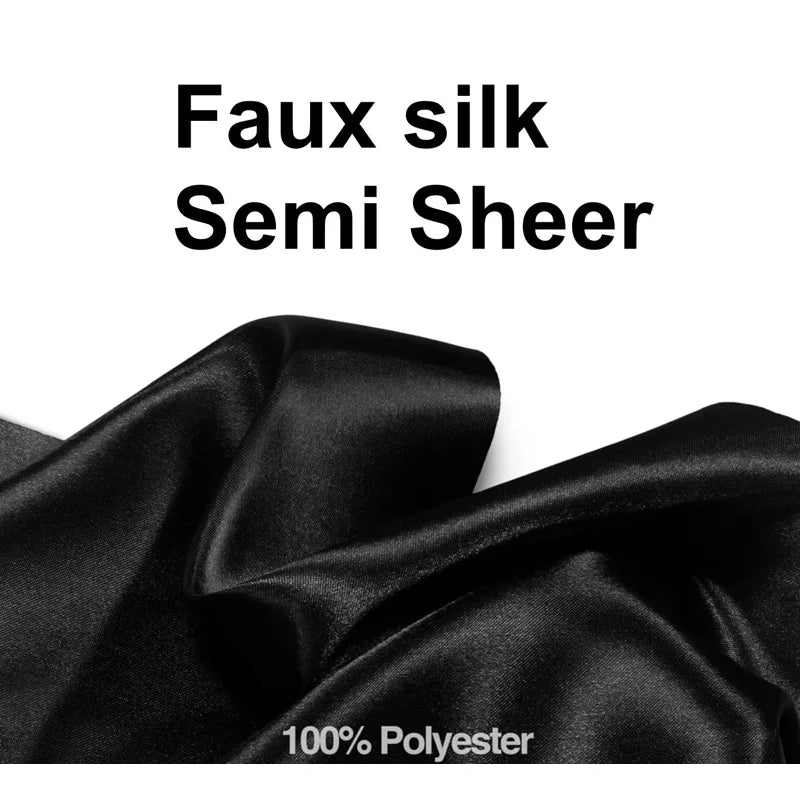Semi-Sheer Gold Faux Silk Curtain Panels - 55x95 Inches, 2-Pack