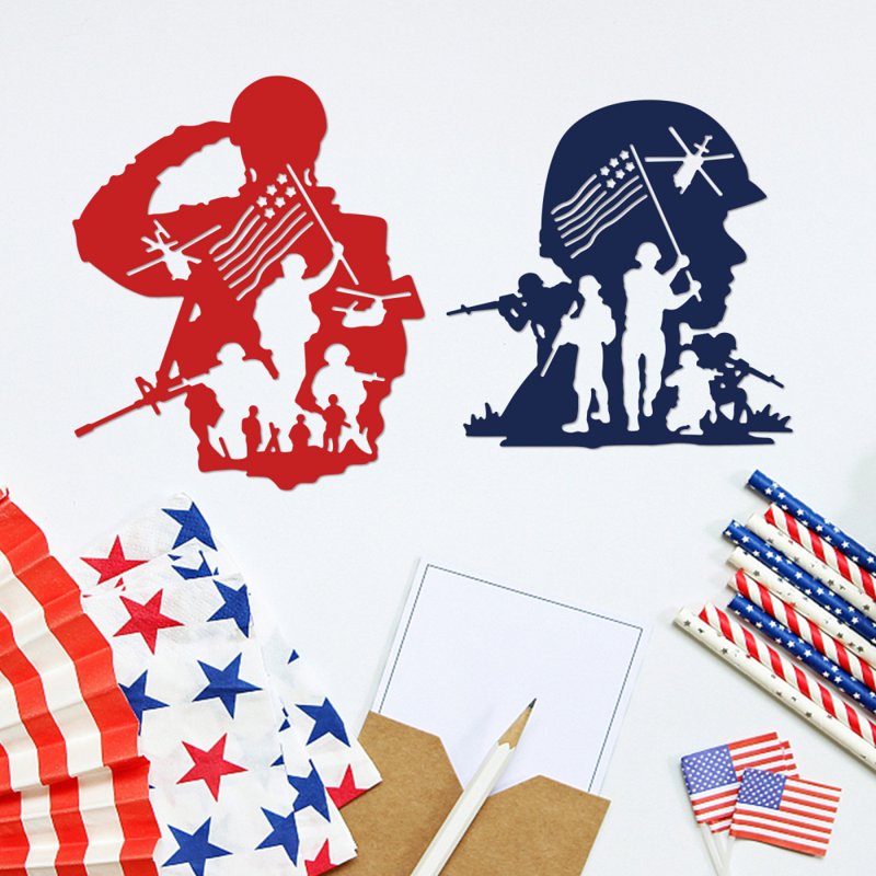 American Soldier Metal Die Cutting Stencil for Scrapbooking DIY Crafts - 2PCS