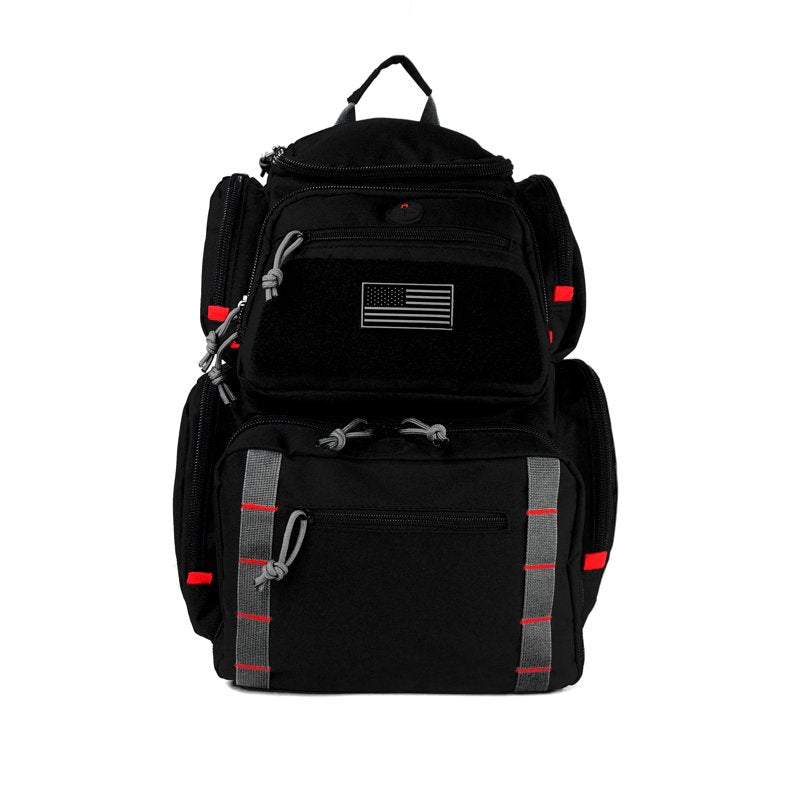 Heavy Duty Lockable Outdoor Hiking Backpack with Rain Cover - Black