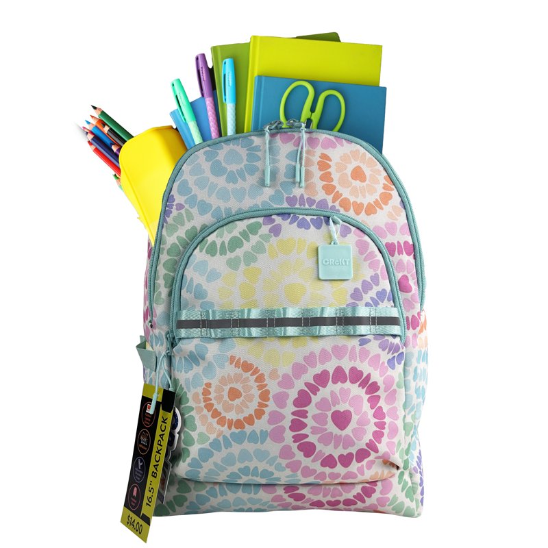 Hippie Heart Tie Dye Polyester Backpack for School & Travel