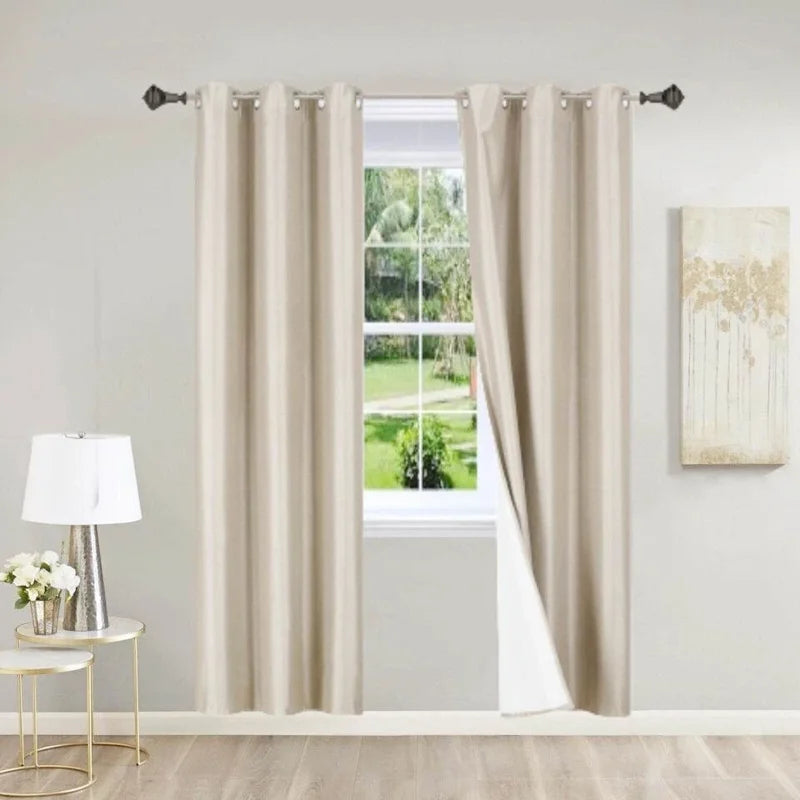 Blackout Window Curtain Panels - Room Darkening, Noise Reducing, Energy Efficient, 84 Inches, Taupe, Set of 2