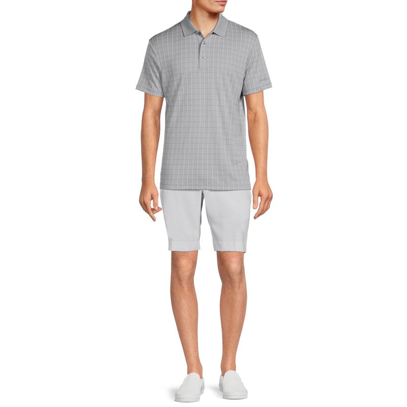Ben Hogan Windowpane Golf Polo Shirt for Men – Gray, Size L (Textured Jacquard)