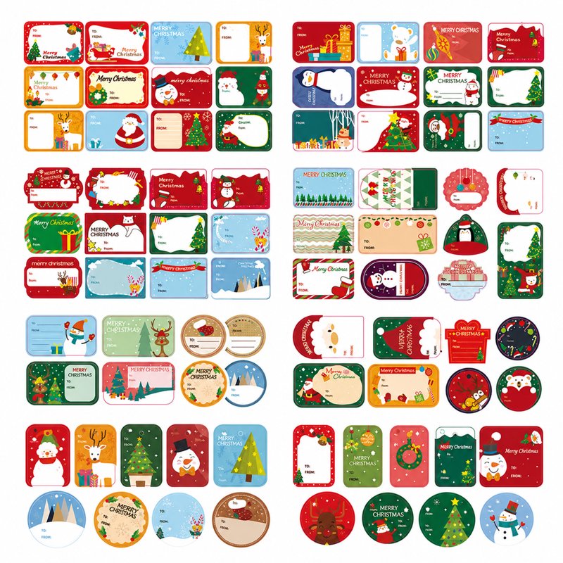 Christmas Gift Tag Stickers Set - 108 Count Holiday Gift Wrapping Labels