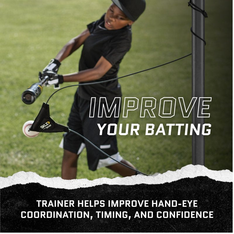 Baseball Swing Trainer with Tethered Ball & Adjustable Height - Practice Aid