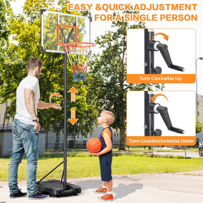 Portable Outdoor Basketball Hoop with Adjustable Height & Stable Base