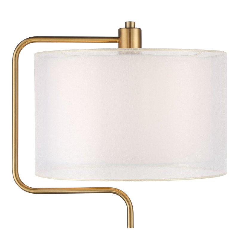 Set of 2 Mid-Century Modern Desk Lamps with USB Power Outlets - Gold Metal