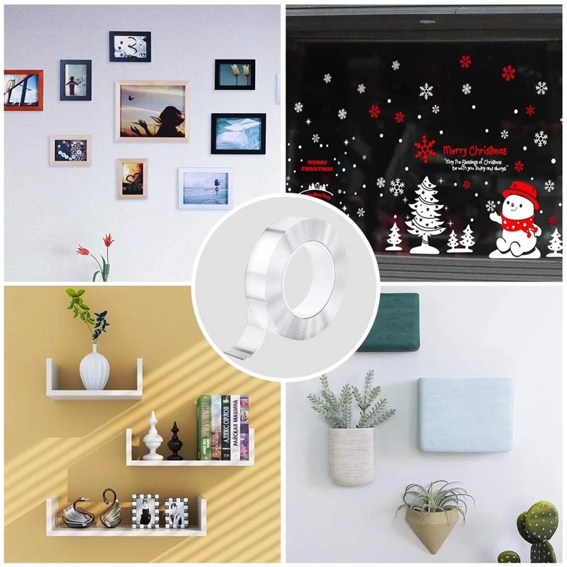 Heavy Duty Waterproof Nano Mounting Tape - Removable Double-Sided Adhesive for Walls, Decor, Carpet - 13.2ft & More