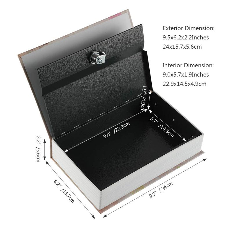 Portable Hidden Book Safe - Dictionary Style Security Lock Box for Jewelry Cash & Valuables