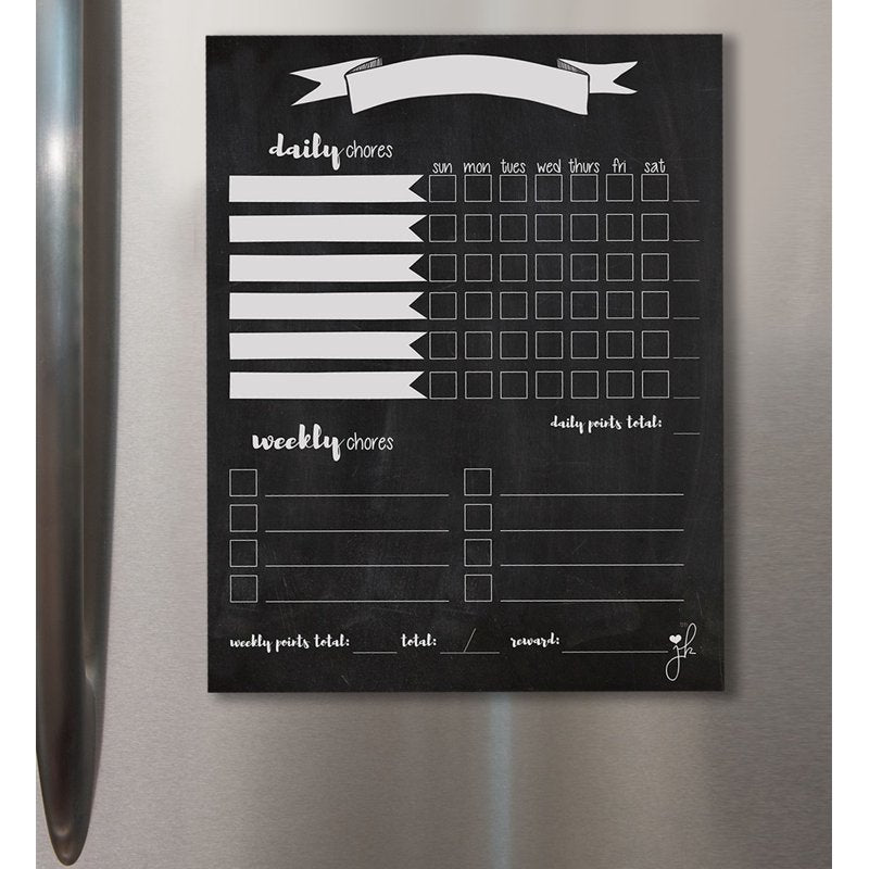 Kids Magnetic Chore Chart with Reward Tracker - Dry Erase Household Organizer 11x14