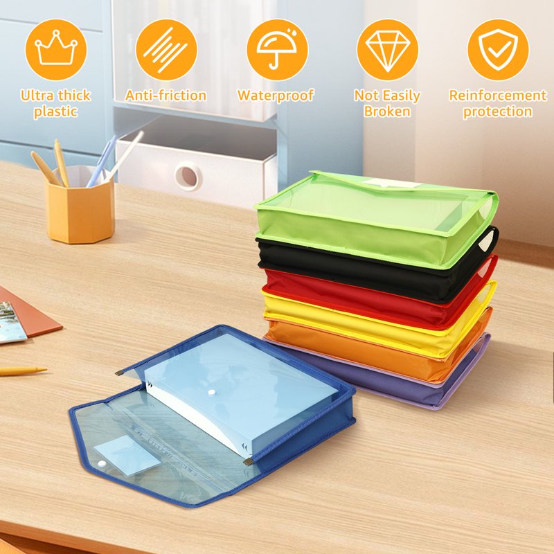 Large Plastic File Folder Organizer Set - A4 Legal Size Expandable Document Holders, Clear, 7 Pack