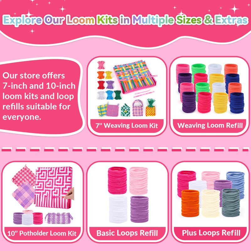 Kids Weaving Loom Kit with 224 Loops - Arts & Crafts DIY Potholder Set for Girls