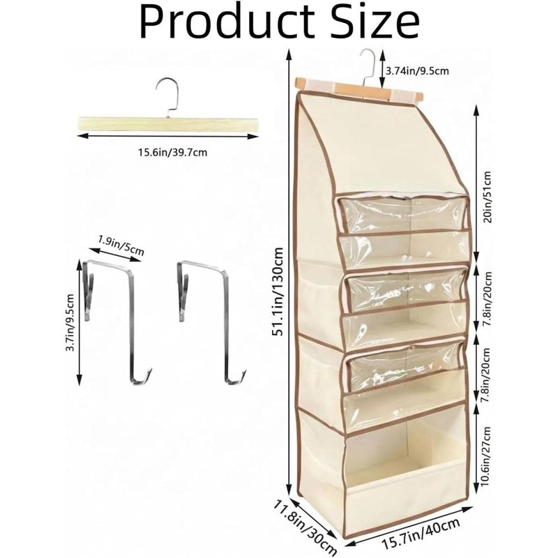 Large Yarn Organizer Bag with Clear Zippered Compartments & Tool Pockets