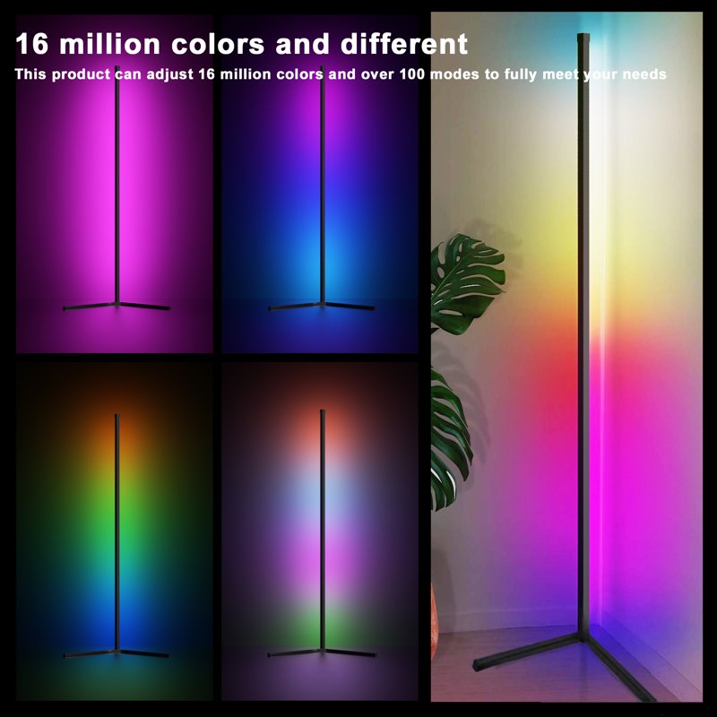 Modern LED Floor Lamp with Music Sync & App Remote Control - Energy Saving Corner Light for Living Room