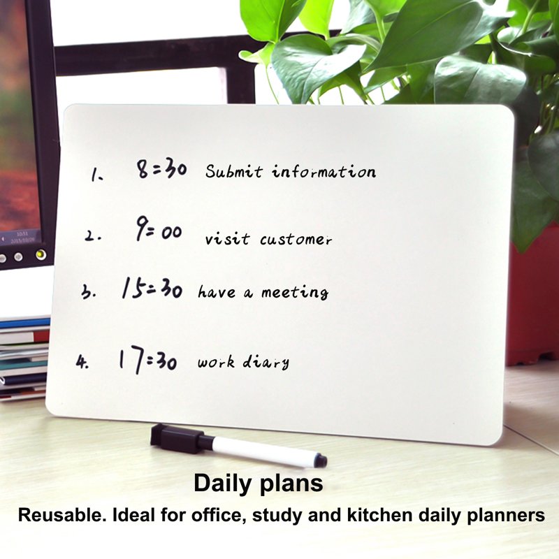 Mini Double-Sided Dry Erase Whiteboard Set with Pens & Erasers - 8 Pack