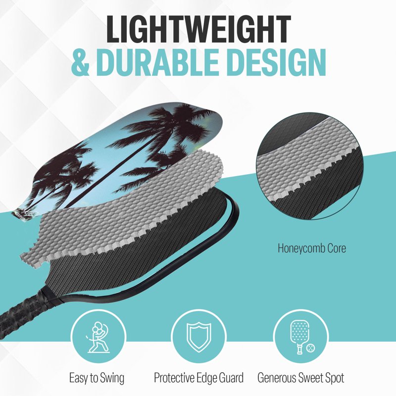 Palms-O-Aces Light Blue Lightweight Graphite Pickleball Paddle – Variation: Light Blue