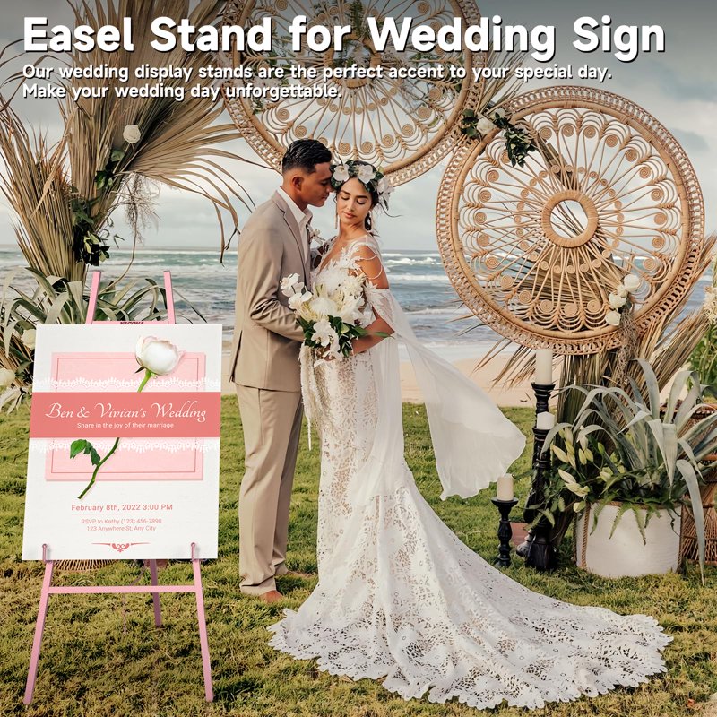 Adjustable Metal Easel Stand for Sign Display and Artwork - Heavy Duty, Foldable, Multiple Heights