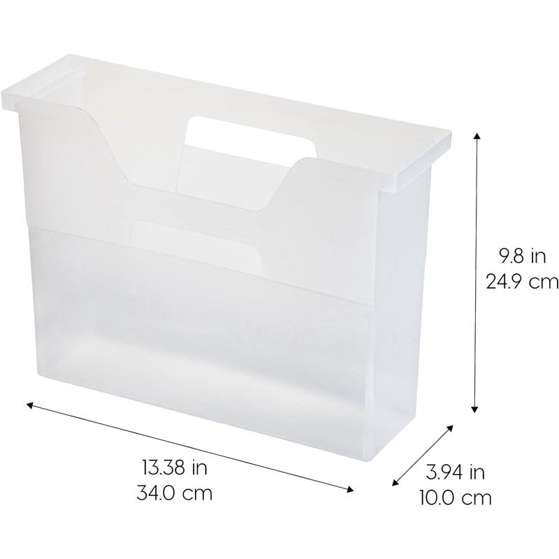 Portable Desktop File Box with Open Top - Letter Size, Clear, Handle