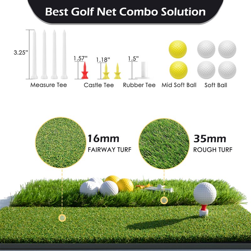 Bearwill 10x7 ft Golf Practice Net with Mat, Target Cloth & Carry Bag