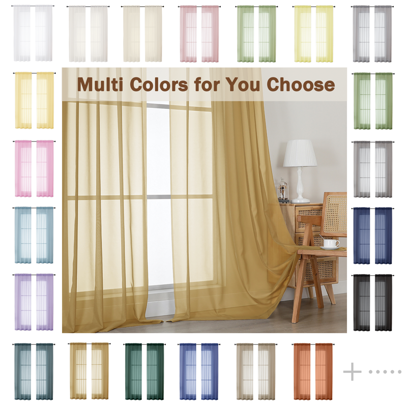 59x63 Inch Gold Sheer Curtain Panel - Extra Wide Light Filtering Voile Drapes, 2 Pack (Variation: 59x63-2PCS, Gold)
