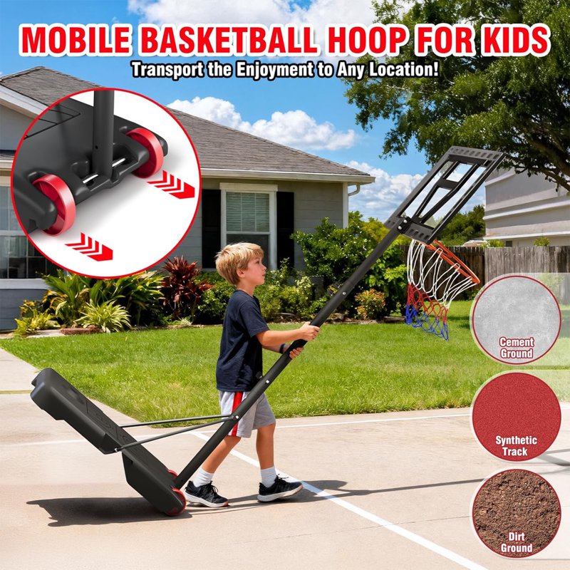 Portable Basketball Hoop 29 Inch Adjustable Height Outdoor Indoor Kids Teens