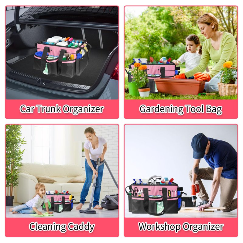 Wearable Cleaning Caddy Bag with Shoulder Straps for Organizing Supplies